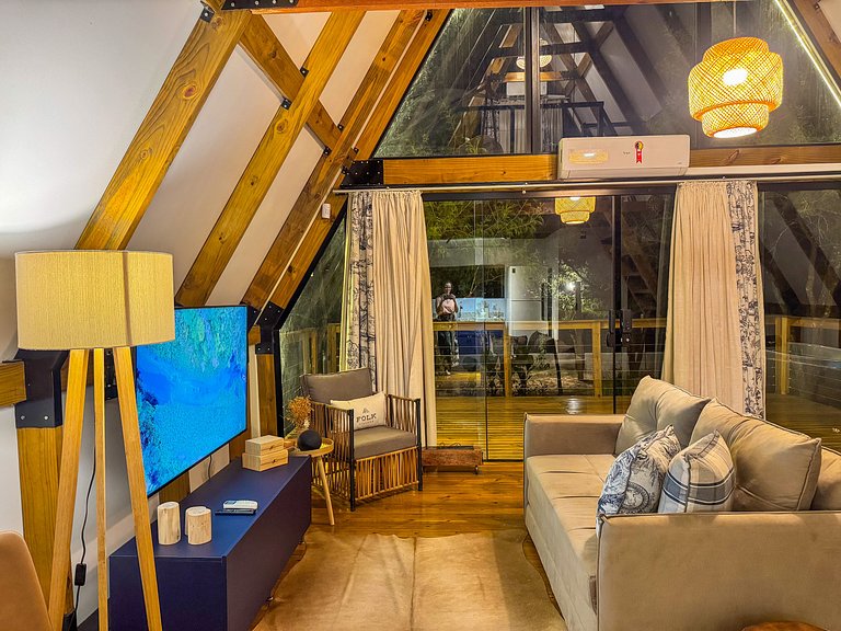 Chalé Folk Village | Moderno e Aconchegante com jacuzzi